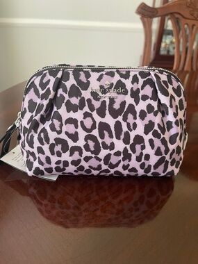 kate spade Lavender and Black Leopard Print Cosmetic Pouch